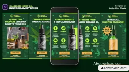 Cannabis Hemp Oil Instagram Stories Openers template preview