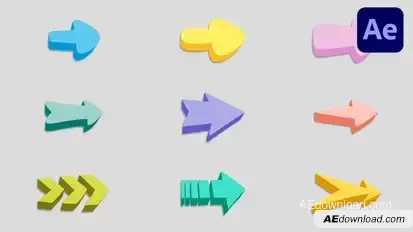 Cartoon 3D Arrow | After Effects Elements template preview