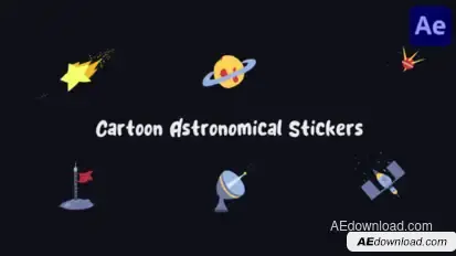 Cartoon Astronomical Stickers for After Effects Elements template preview