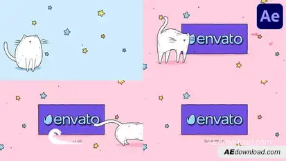 Cartoon Cat Logo for After Effects Logo Stings template preview