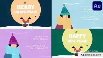 Cartoon Christmas Greeting Cards for After Effects Openers template preview