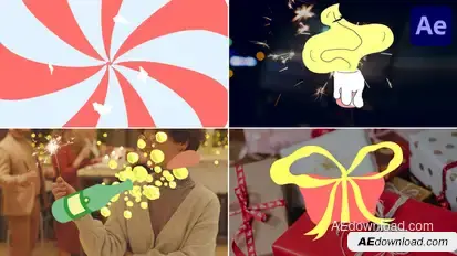 Cartoon Christmas Stuff Seamless Transitions for After Effects Elements template preview