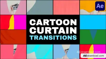Cartoon Curtain Transitions | After Effects Elements template preview