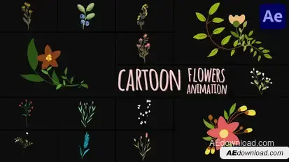 Cartoon Flowers Animations for After Effects Elements template preview