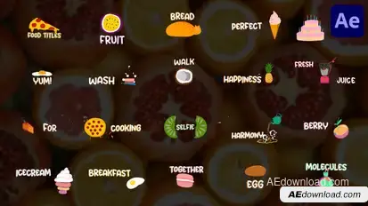 Cartoon Food Animations Titles for After Effects Titles template preview
