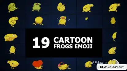 Cartoon Frogs Emoji for After Effects Elements template preview