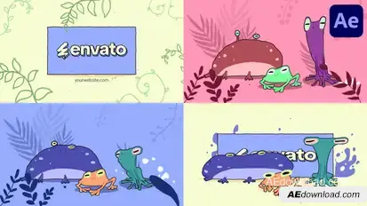 Cartoon Frogs Logo for After Effects Logo Stings template preview