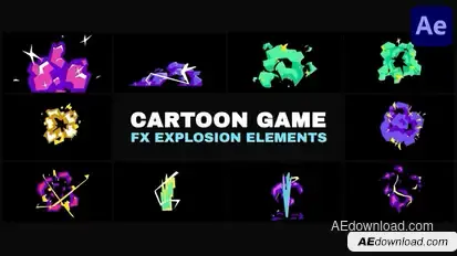 Cartoon Game FX Explosion Elements | After Effects Elements template preview