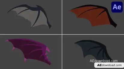 Cartoon Halloween Bat Wings Animations | After Effects Elements template preview