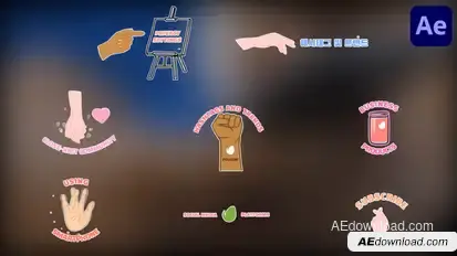 Cartoon Hands Social Media Titles for After Effects Titles template preview