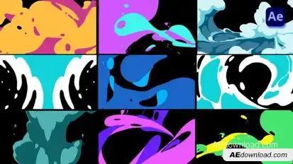 Cartoon Liquid FX Transitions [After Effects] Elements template preview