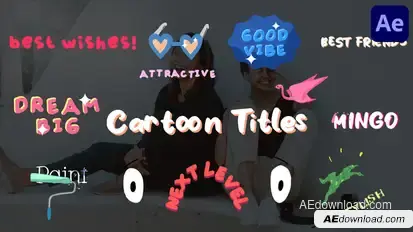 Cartoon Liquid Sticker Titles for After Effects Titles template preview