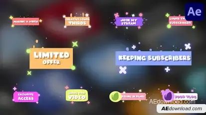 Cartoon Lower Thirds And Subscribers for After Effects Elements template preview