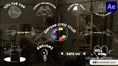 Cartoon Lyric Titles for After Effects Titles template preview