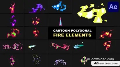 Cartoon Polygonal Fire Elements | After Effects Elements template preview