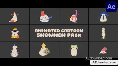 Cartoon Snowmen for After Effects Elements template preview