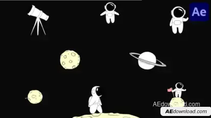 Cartoon Space Animations for After Effects Elements template preview