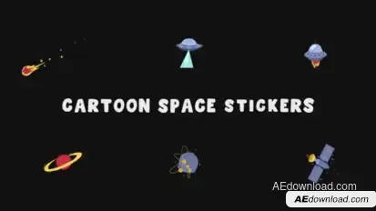 Cartoon Space Stickers for After Effects Elements template preview