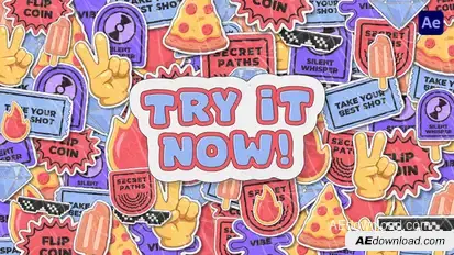 Cartoon Stickers Transitions Elements template preview