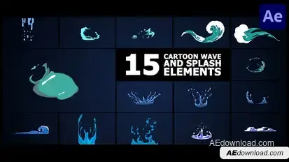 Cartoon Wave And Splash Elements | After Effects Elements template preview