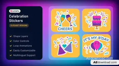Celebration Stickers Elements template preview
