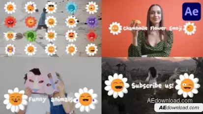 Chamomile Flower Emoji for After Effects Elements template preview