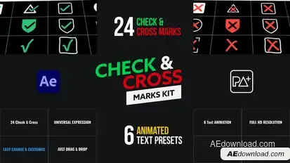 Check & Cross Marks Kit For After Effects Titles template preview