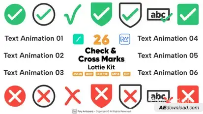 Check & Cross Marks Lottie Kit Titles template preview