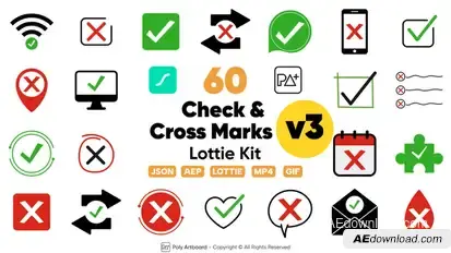 Check & Cross Marks Lottie Kit Vol.3 Elements template preview