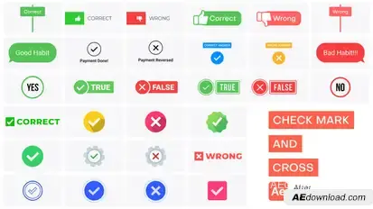 Checkmark, Cross, Check Box Animation Pack Elements template preview