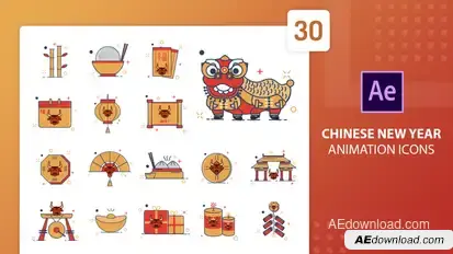 Chinese New Year Animation Icons | After Effects Elements template preview