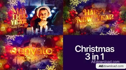 Christmas 3 in 1 | Happy New Year | Titles and Logo Opener Video Displays template preview