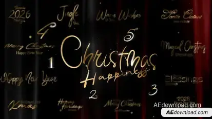 Christmas and New Year Typography Blessings, Golden Glamour Title Cards Titles template preview