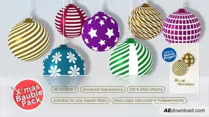 Christmas Bauble Template with Merry Christmas Vertical Animated Greeting Card Elements template preview