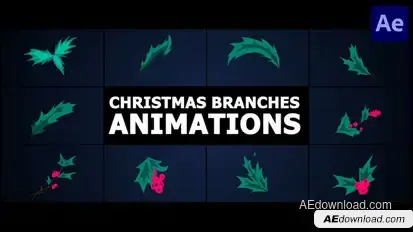 Christmas Branches Animations | After Effects Elements template preview