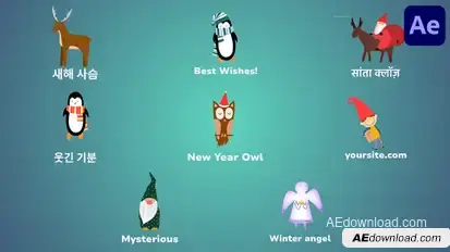 Christmas Characters Icons And Titles for After Effects Titles template preview