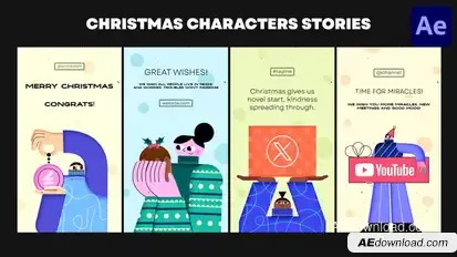 Christmas Characters Stories | After Effects Openers template preview