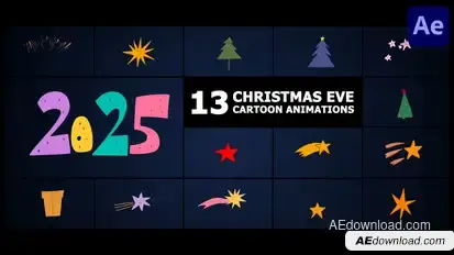 Christmas Eve Cartoon Animations | After Effects Elements template preview