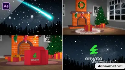 Christmas Fireplace with Logo Reveal Openers template preview