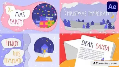 Christmas Greetings Colorful Scenes | After Effects Openers template preview