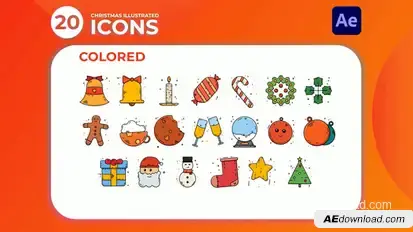 Christmas Illustrated Icons Animation 01 | After Effects Elements template preview