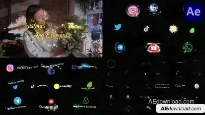 Christmas Magic Social Media Lower Thirds And Elements | After Effects Elements template preview