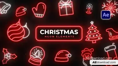 Christmas Neon Icons Elements template preview