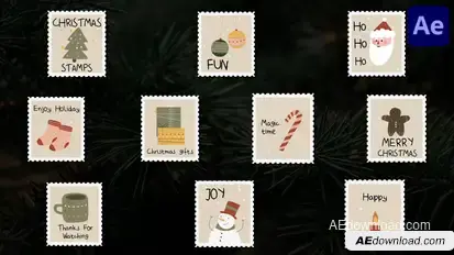 Christmas Stamps Titles for After Effects Titles template preview