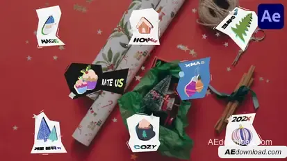 Christmas Sticker Titles for After Effects Titles template preview
