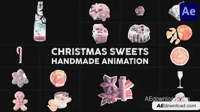 Christmas Sweets Handmade Animation | After Effects Elements template preview