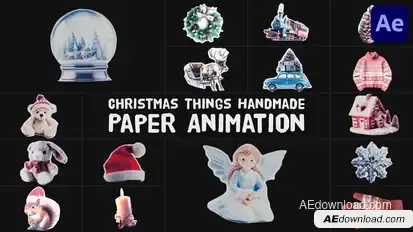 Christmas Things Handmade Paper Animation for After Effects Elements template preview