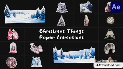 Christmas Things Paper Animations for After Effects Elements template preview