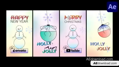 Christmas Toy And Snowman Vertical Logo for After Effects Logo Stings template preview