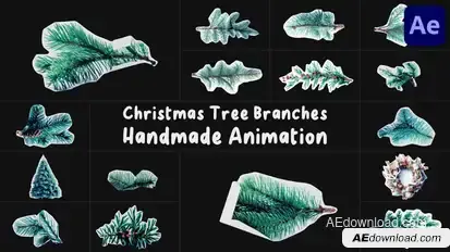 Christmas Tree Branches Handmade Animation | After Effects Elements template preview
